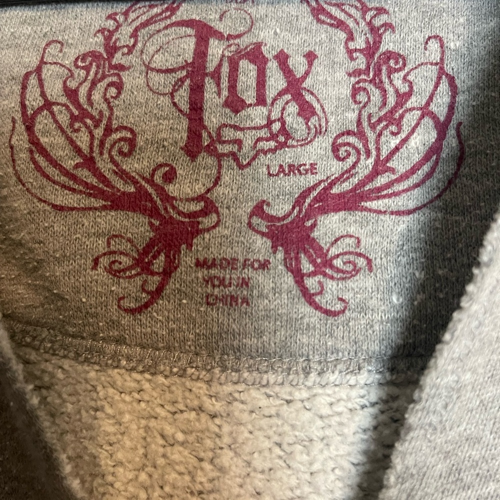 Fox Gray V-Neck Hoodie Sweater Soft Knit Casual Y2K size Large - Picture 4 of 12